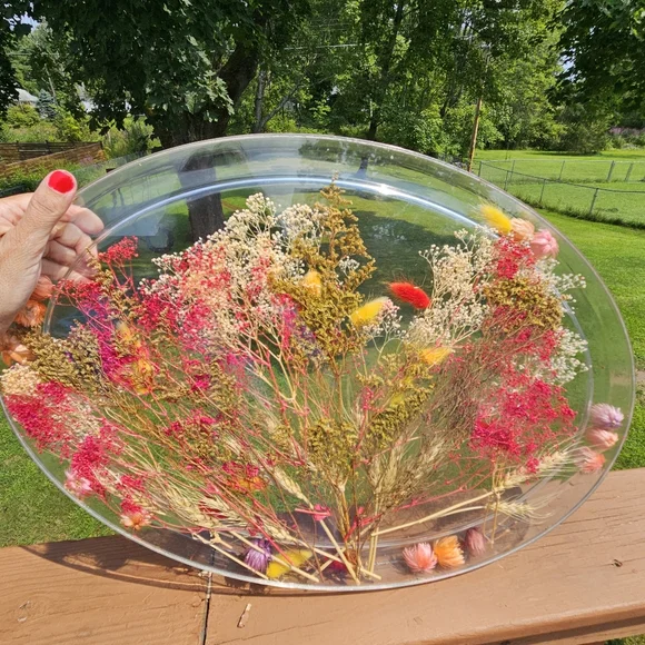 Boho Dried Flower Oval Plastic Tray 21" x 15" x 1" - Picture 4 of 7